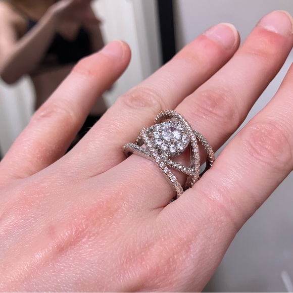 NEW 925 STERLING SILVER ROSE GOLD DIAMOND RING - Picture 1 of 10